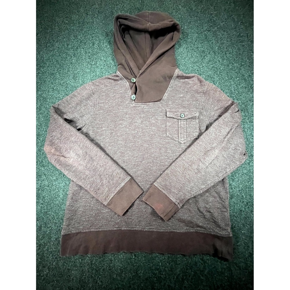 Banana Republic Hoodie Men's Medium Brown Single Chest Flap Pocket Pullover